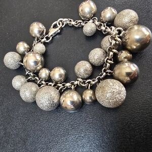 Silver Beaded Rodium plated Bracelet